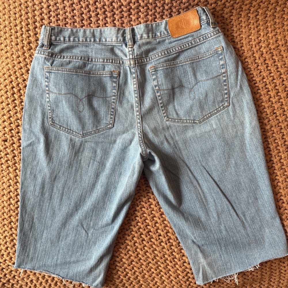 Lauren Ralph Lauren Denim Bermuda Shorts Size 12 Light Wash Raw Hem Style Jorts - Picture 6 of 14